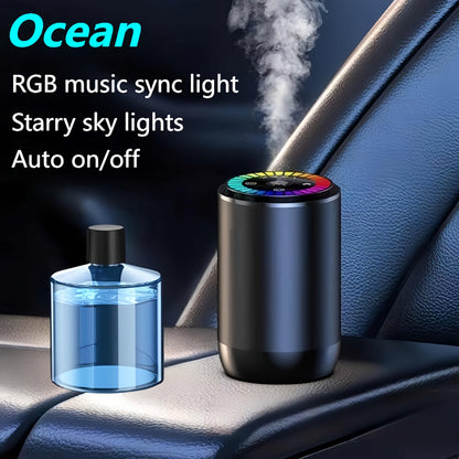 Smart Car Air Freshener Aromatherapy Diffuser Starry Sky Light Show USB Rechargeable Adjustable Fragrance – Natural French Scented Essential Oil Gardenia Ocean Lavender Cologne Car Gift