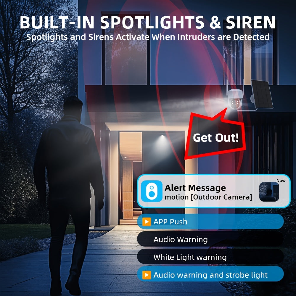 3MP Solar Security Camera Outdoor Wireless – 360° View, Smart Siren, Spotlight, AI Human Detection & Tracking, Color Night Vision, Two-Way Talk, Weatherproof, Wall Mount, Motion Sensor WiFi CCTV