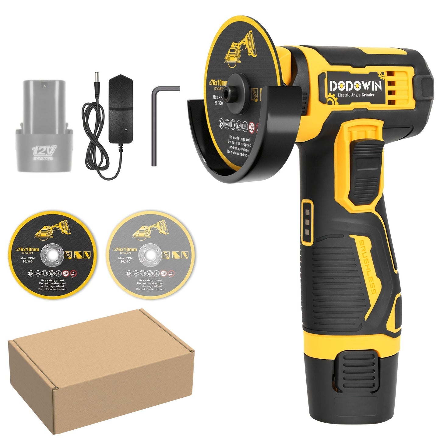 Mini Cordless Angle Grinder 19500 RPM Lithium Battery – Electric Grinding & Polishing Tool for Metal, Wood, Stone & Concrete, Precision Cutting Machine with 1 or 2 Batteries Included, Gift for Men