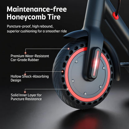 Electric Scooter for Adults 350W/500W Motor Foldable E-Scooter 19MPH Long Range 19 Miles Anti-Skid Solid Tires LCD Display Dual Brake Commuting Scooter with LED Lights Adjustable Speed