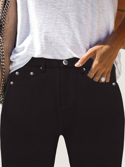 Women's High Waist Stretch Skinny Jeans Metal Button Street Style Slim Fit Denim Pants 10 Colors S-XXL Everyday Wear