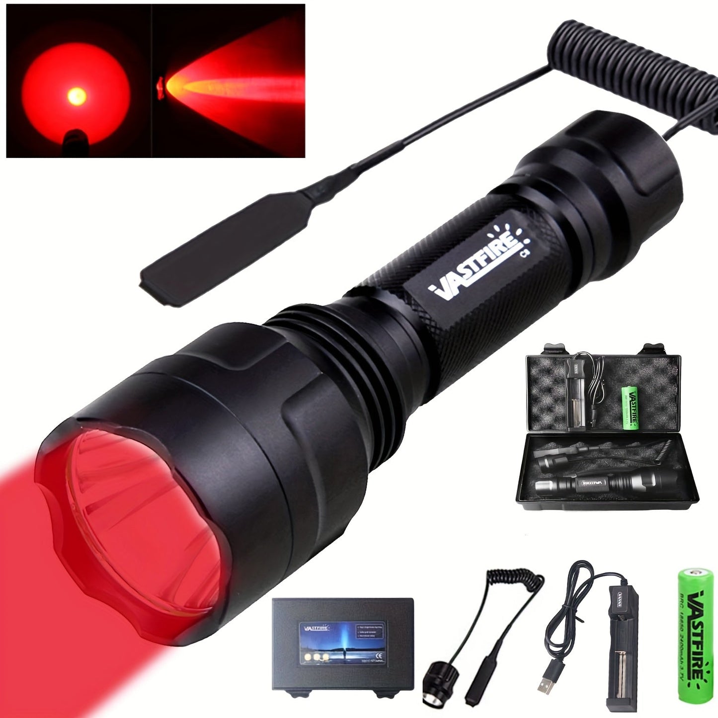High Power Green Flashlight 350 Yards Long Range Night Vision with Remote Control & Rechargeable 18650 Battery – Spotlight Beam for Hunting, Fishing, Camping, Beekeeping & Outdoor Night Activities