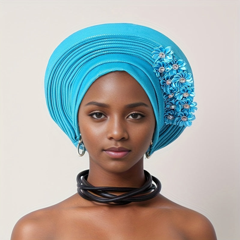 African Nigerian Gele Hat Layered Applique Headpiece Women Wedding Tea Party Fascinator Traditional Headwear 15 Colors Mother's Day Gift