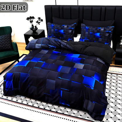 Red & Blue Plaid Duvet Cover Set – 3-Piece Digital Print Bedding, All-Season Quilt Cover with Pillowcases, Twin Full Queen King, Machine Washable, No Filling Included