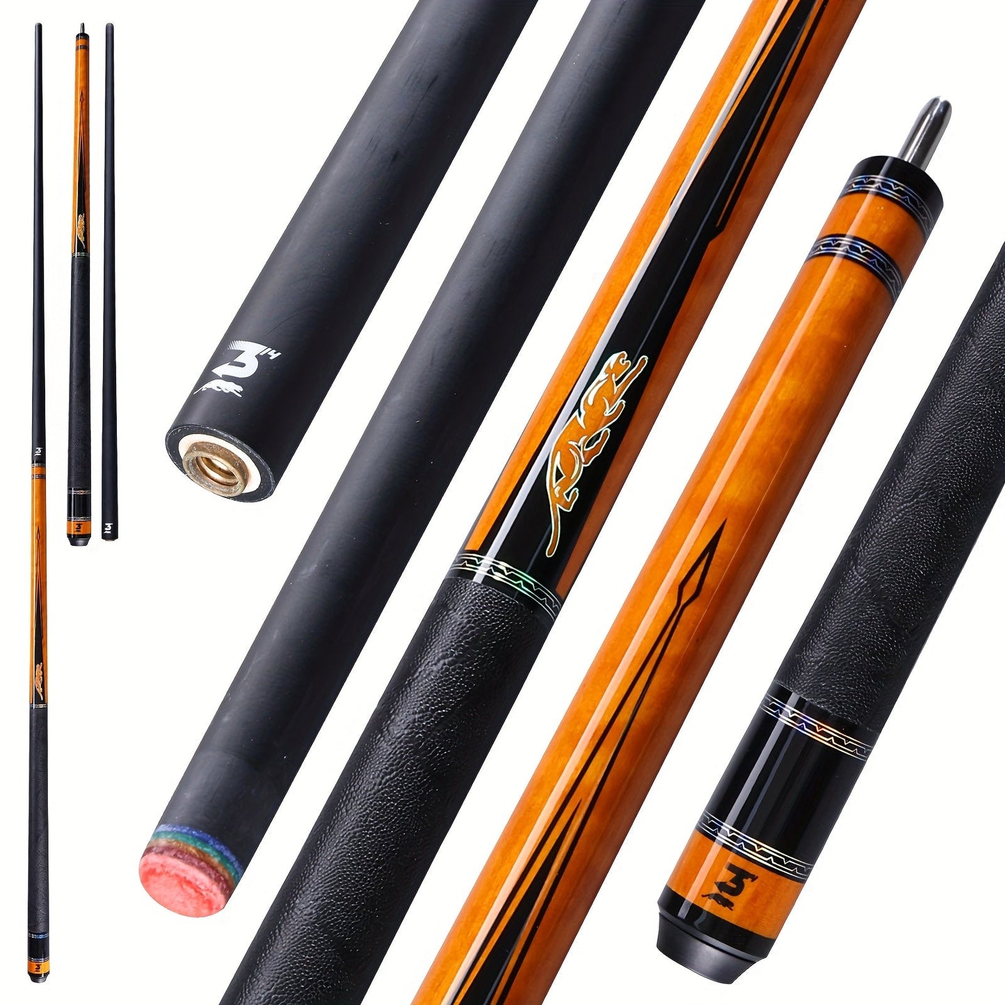 PREDAIDR SP Series Carbon Fiber Pool Cue 58" – Professional Low Deflection Billiard Cue Stick 12.5mm Tip Leather Grip 3/8x8 Pin Joint 19-20oz