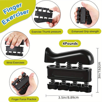 4-Piece Grip Strength Training Set Adjustable Hand Grip Strengthener 10-130 lbs Finger Exerciser Forearm Workout Ring Exercise Ball for Athletes Climbers Musicians Men Women