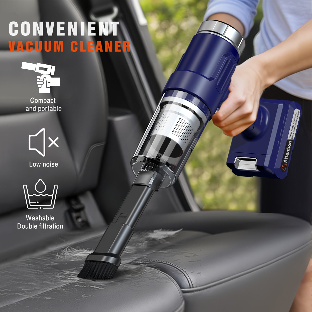 Cordless Gap Vacuum Cleaner 5KPa Strong Suction USB Rechargeable Wireless Handheld Dust Collector for Car, RV, Kitchen Gaps, Floor & Home – 2000mAh Battery, One-Click Empty, Compact Portable Design