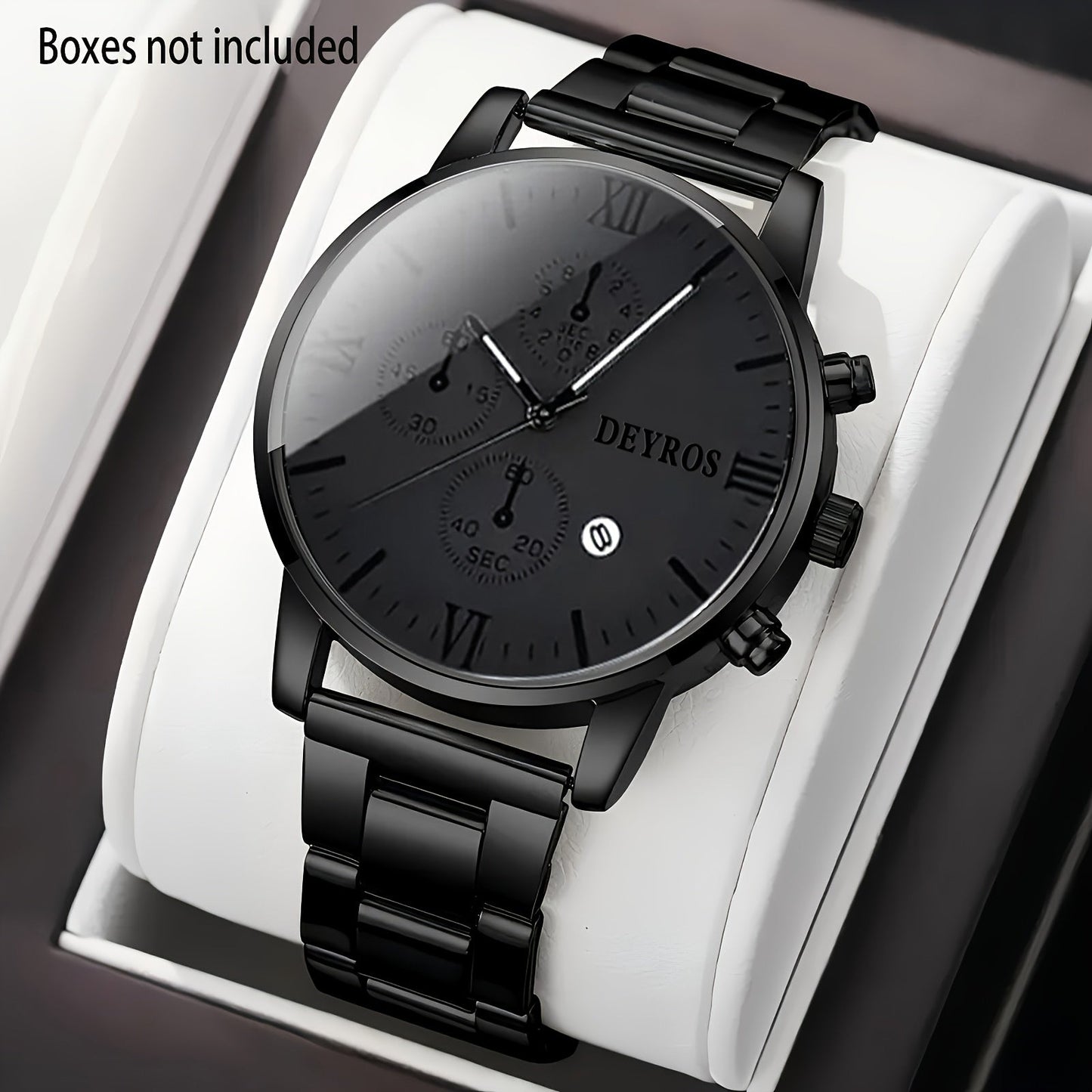 3pcs Men's Retro Stainless Steel Quartz Watch Set with Date Calendar – Round Analog & Digital Dual Display, Casual Dress Watches, Perfect Gift for Christmas, Valentine's Day & Birthdays