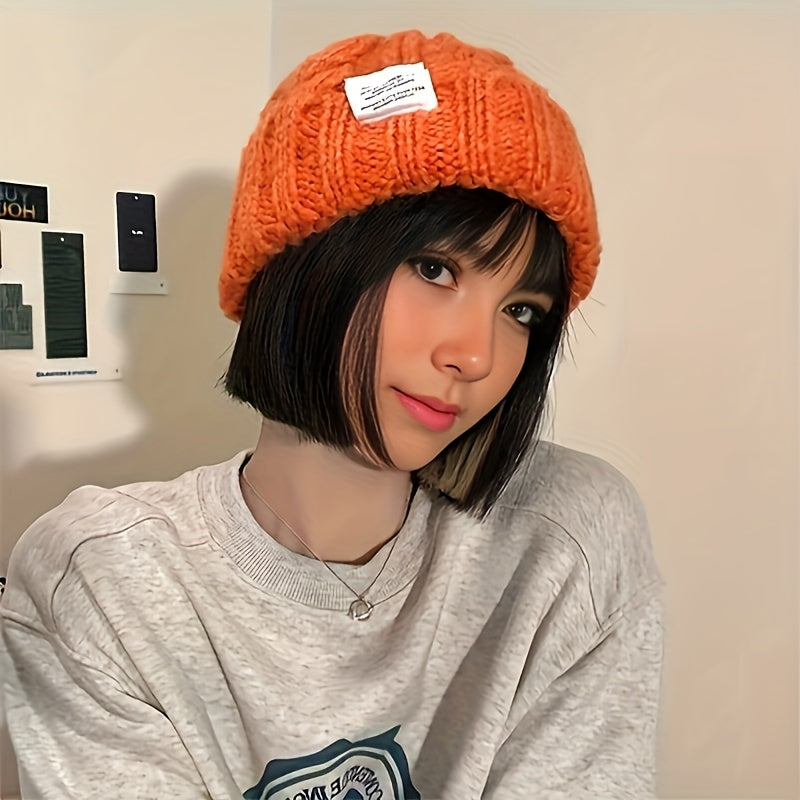 2 Pack Winter Knit Beanies for Women Men, Candy-Colored Chunky Cable Knit Warm Hats with Ear Protection, Loose Fit Slouchy Beanie for Outdoor Street Wear Cold Weather
