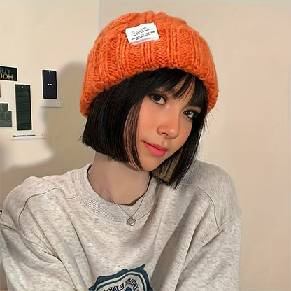 2 Pack Winter Knit Beanies for Women Men, Candy-Colored Chunky Cable Knit Warm Hats with Ear Protection, Loose Fit Slouchy Beanie for Outdoor Street Wear Cold Weather