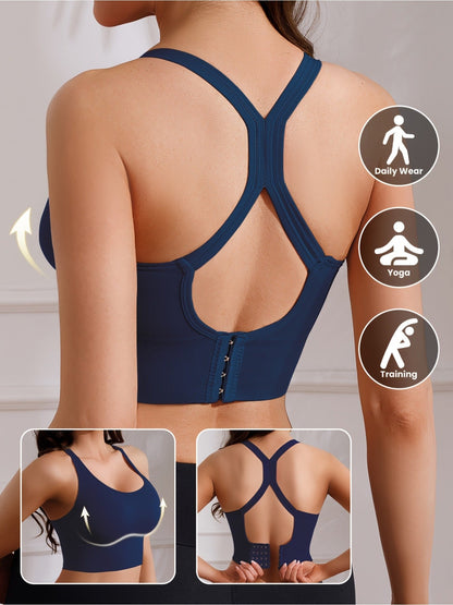 Women's X-Back Sports Bra 5-Pack – Wire-Free with Removable Pads, Breathable Workout Top for Yoga, Gym & Outdoor Activities, Adjustable Straps, Sizes M-XXL, 10 Colors Available