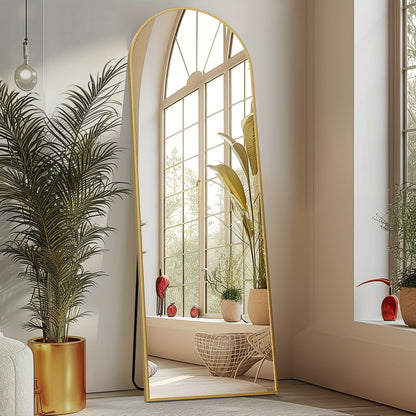 Arched Full Length Mirror – Free Standing Leaning or Wall Mounted Floor Mirror, Modern Simple Tall Design for Living Room Bedroom Cloakroom Home Decor