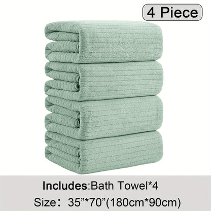 4-Pack Oversized Bath Towels Set 35"x70" – Extra Large XL Microfiber Bath Sheet, Super Soft Quick-Dry Absorbent Shower Towels for Family Hotel Spa, 13 Colors Beige White Grey Navy Blue Green Black