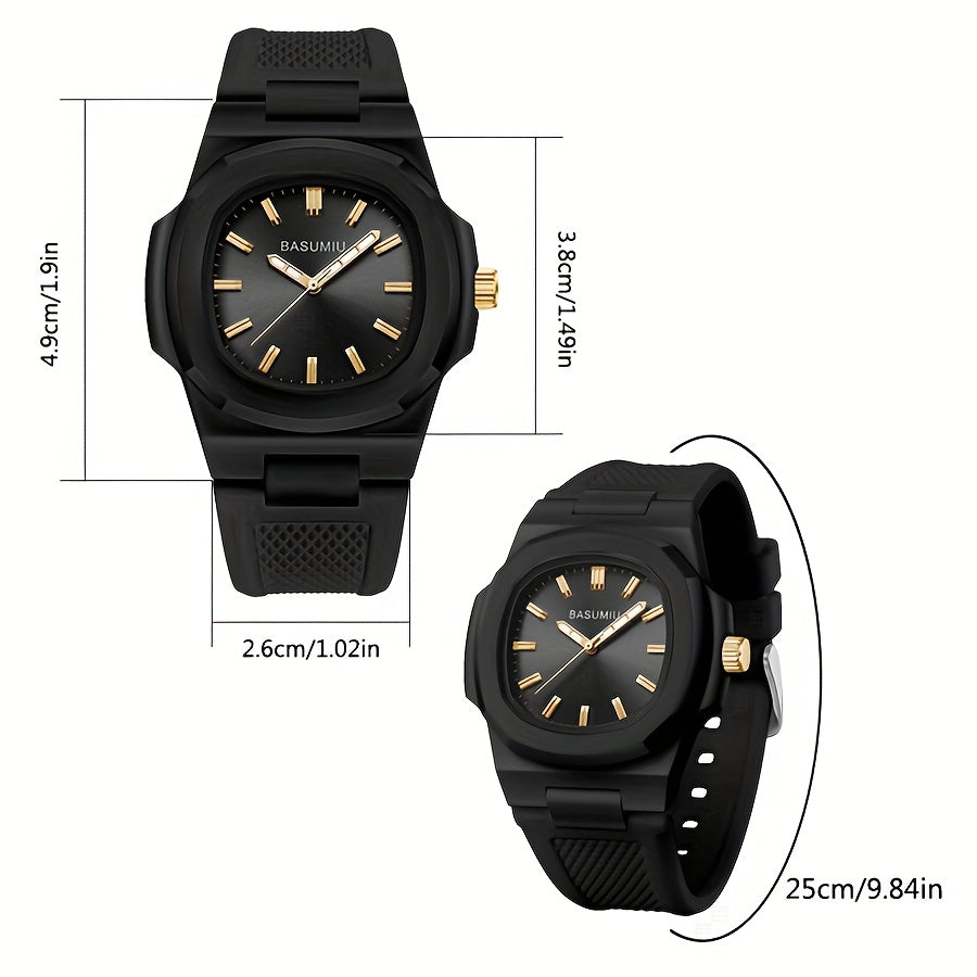 Men's Casual Silicone Band Quartz Watch Zinc Alloy Case Oval Dial Analog Pointer Display - Lightweight Everyday Fashion Watch Gift for Men Boyfriend Dad