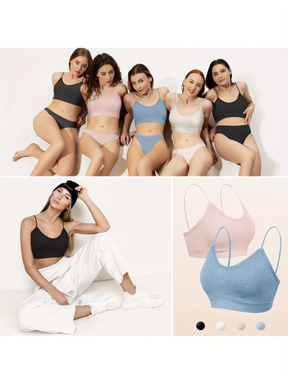 4 Pack Women's Wireless Bralettes with Removable Padding – Soft Breathable Seamless Bra Set for Yoga Lounge Sleep & Everyday Wear, Sizes S-XL in Multiple Colors