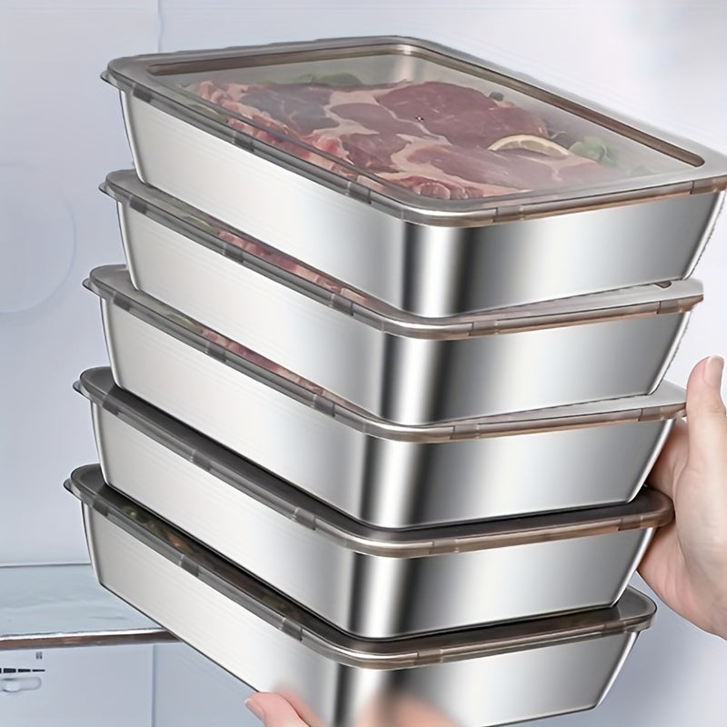 Stainless Steel Food Storage Containers with Lids 5-Pack, Reusable Airtight Meal Prep Containers, Durable Baking Trays for Picnic, Refrigerator Organization & Lunch Prep – BPA-Free Kitchen Storage Set