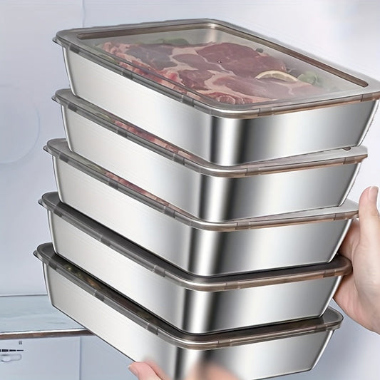 Stainless Steel Food Storage Containers with Lids 5-Pack, Reusable Airtight Meal Prep Containers, Durable Baking Trays for Picnic, Refrigerator Organization & Lunch Prep – BPA-Free Kitchen Storage Set