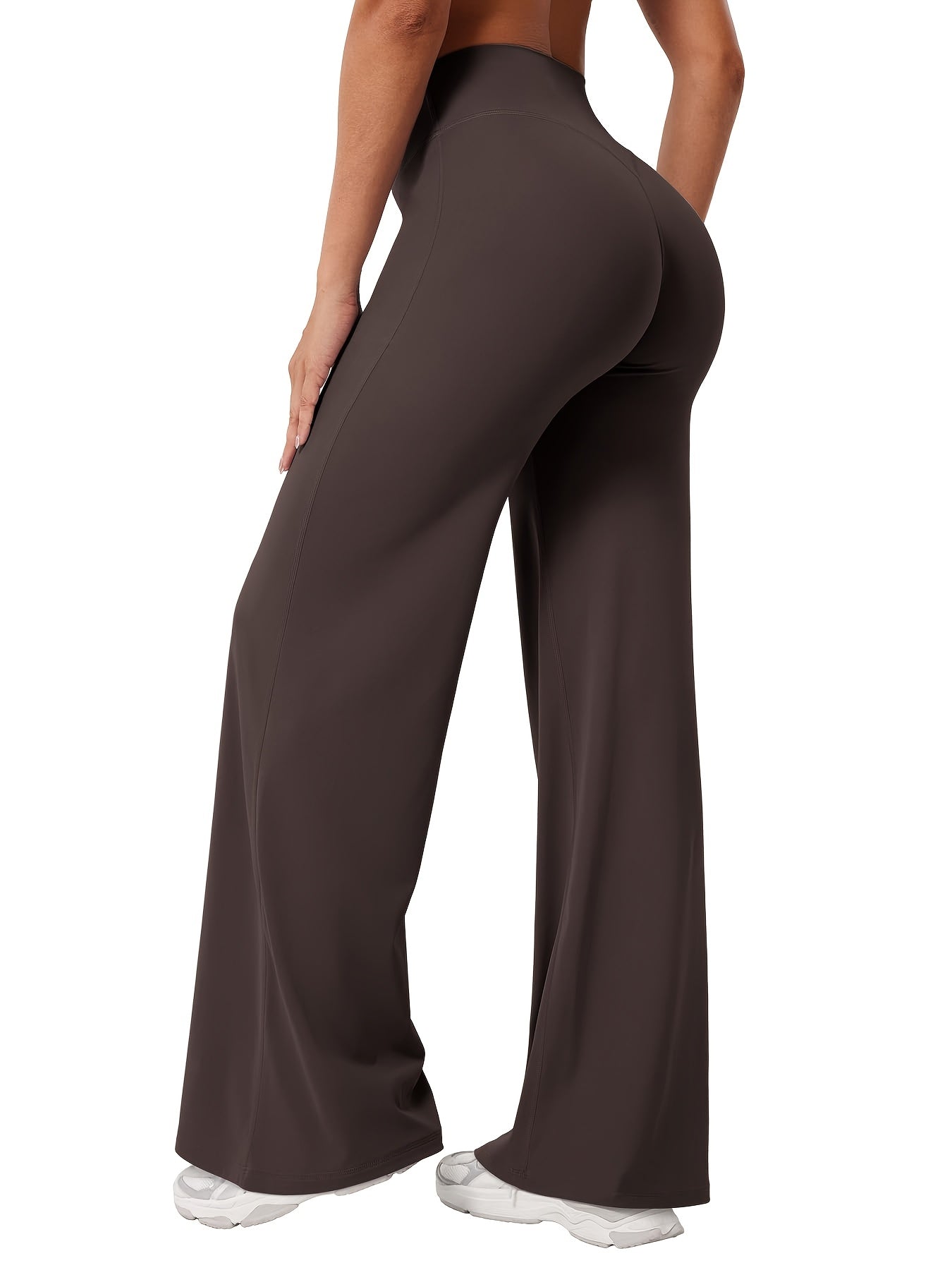 4-Piece Women's Yoga Outfit Set – High Waist Wide Leg Flare Pants, 90% Polyester Stretch Knit Fabric, Pilates & Fitness Activewear for Spring Summer Fall, Sizes S–XXL