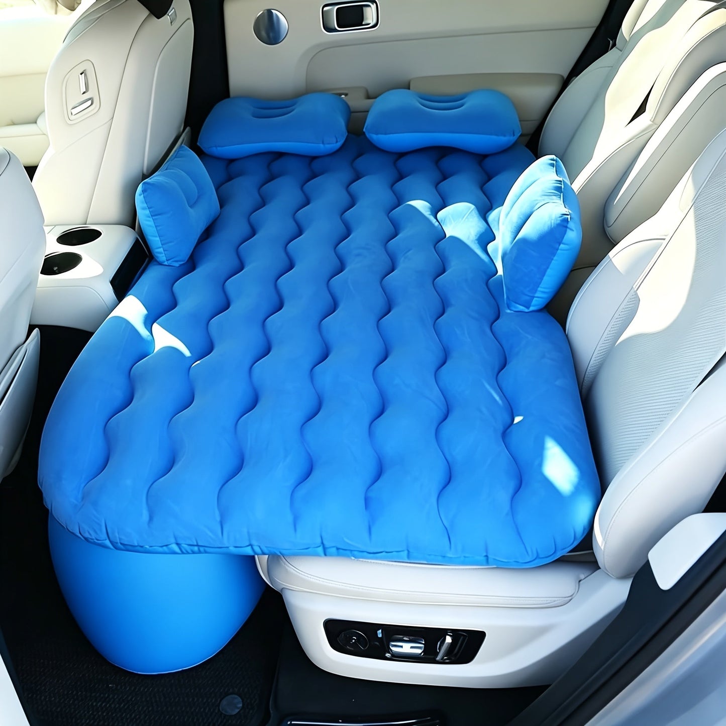 SUV Air Mattress Inflatable Car Bed for Camping & Travel - Universal Flocked Blow Up Mattress for SUV Trunk Back Seat, Portable Car Camping Bed with Storage Bag & Repair Kit, Road Trip Accessories