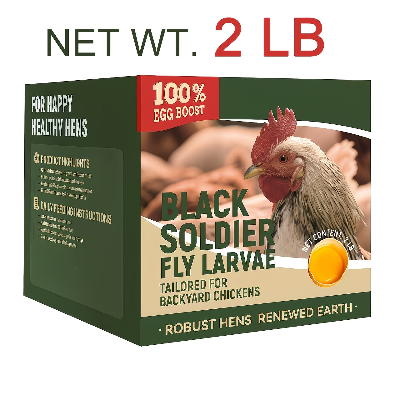Dried Black Soldier Fly Larvae for Chickens – High Protein 43% & 85x More Calcium Than Mealworms, Non-GMO Natural BSFL Treats for Laying Hens, Ducks, Quail, Birds & Reptiles, 2LB / 5LB / 10LB
