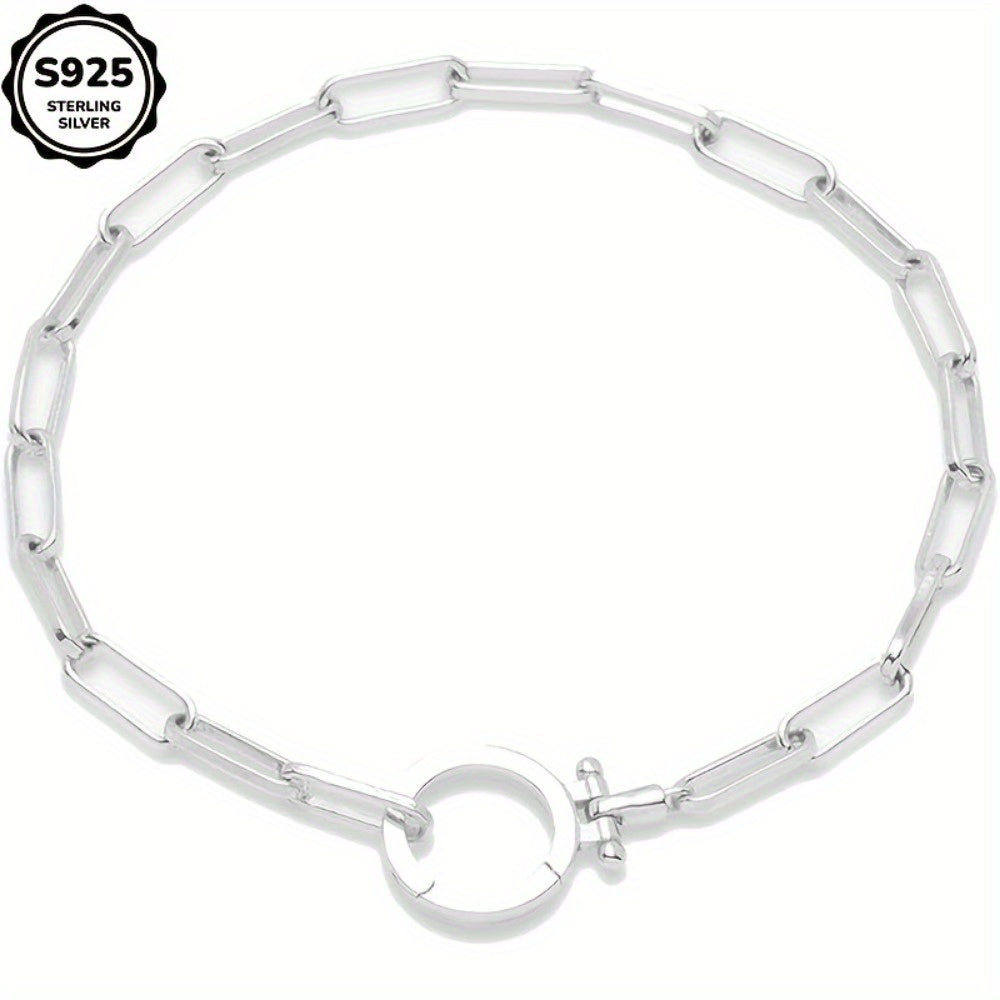 925 Sterling Silver Parker Link Bracelet for Women - Paper Clip Chain Iconic Buckle Elegant Luxury Boho Bracelet Gift for Wife Mom Friend - Valentine's Day Christmas Birthday