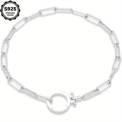925 Sterling Silver Parker Link Bracelet for Women - Paper Clip Chain Iconic Buckle Elegant Luxury Boho Bracelet Gift for Wife Mom Friend - Valentine's Day Christmas Birthday