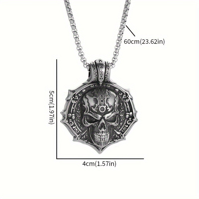 Gothic Skull Pendant Necklace for Women – 316L Stainless Steel, White K Plated, Non-Magnetic, Tarnish-Resistant, Edgy Statement Jewelry for Everyday & Special Occasions