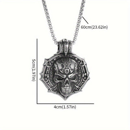 Gothic Skull Pendant Necklace for Women – 316L Stainless Steel, White K Plated, Non-Magnetic, Tarnish-Resistant, Edgy Statement Jewelry for Everyday & Special Occasions