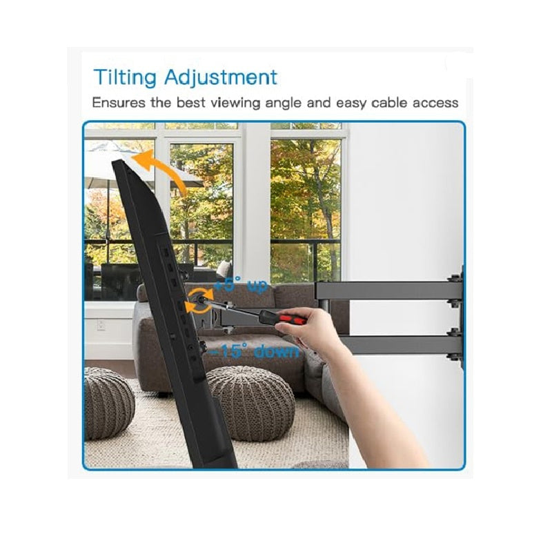 Full Motion TV Wall Mount for 26-60 Inch TVs Up to 77 lbs Swivel Tilt Extension Arm Stainless Steel TV Bracket Max VESA 400x400mm Fits Most Flat Curved Screen TVs