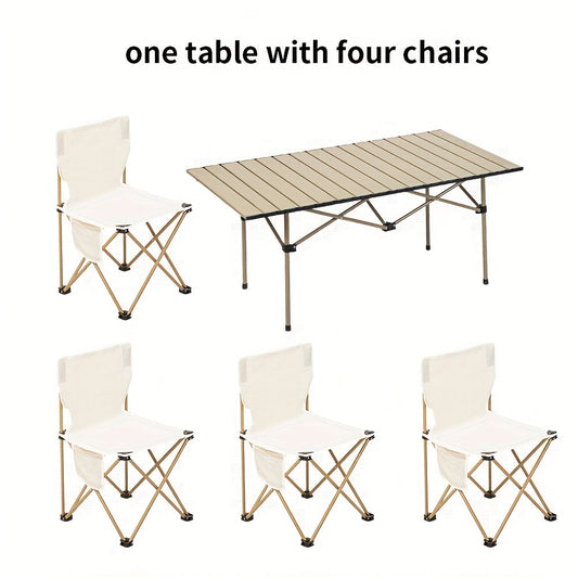 Portable Folding Moon Chair and Table Set 2 3 5pcs with Storage Bag for Beach Camping Fishing Family BBQ Picnic Outdoor Hiking Courtyard Black White