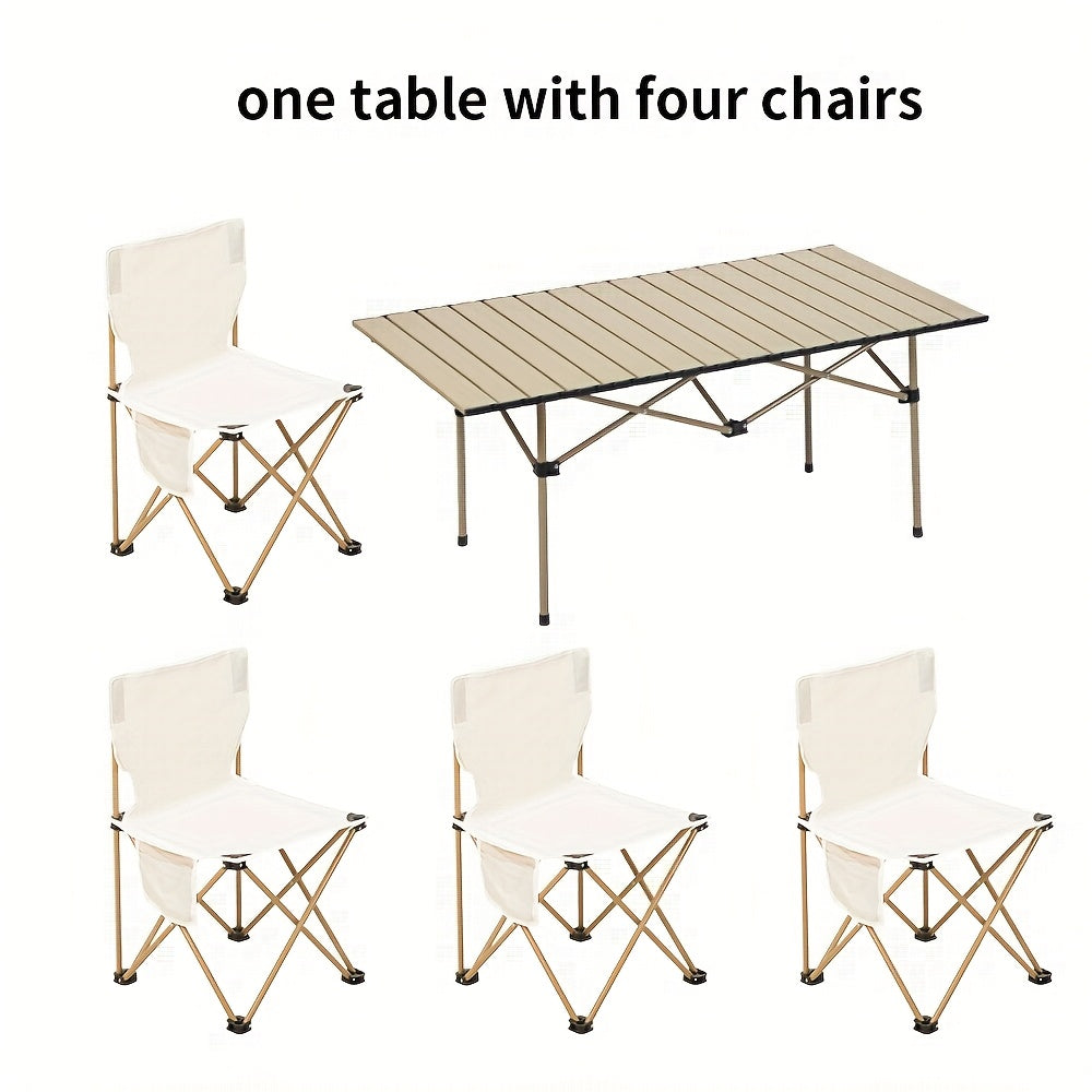 Portable Folding Moon Chair and Table Set 2 3 5pcs with Storage Bag for Beach Camping Fishing Family BBQ Picnic Outdoor Hiking Courtyard Black White
