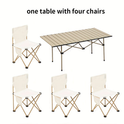 Portable Folding Moon Chair and Table Set 2 3 5pcs with Storage Bag for Beach Camping Fishing Family BBQ Picnic Outdoor Hiking Courtyard Black White