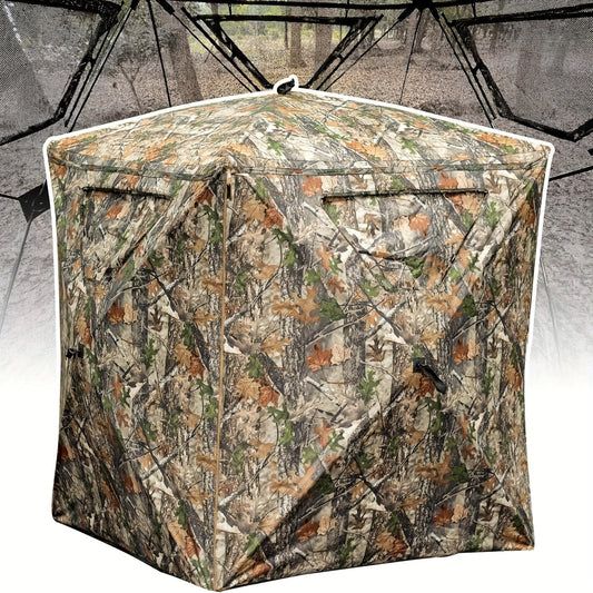 Pop-Up Hunting Blind 2-3 Person – 270° See-Through Design, Camouflage Ground Blind for Deer & Turkey Hunting, Easy Setup with Carrying Case