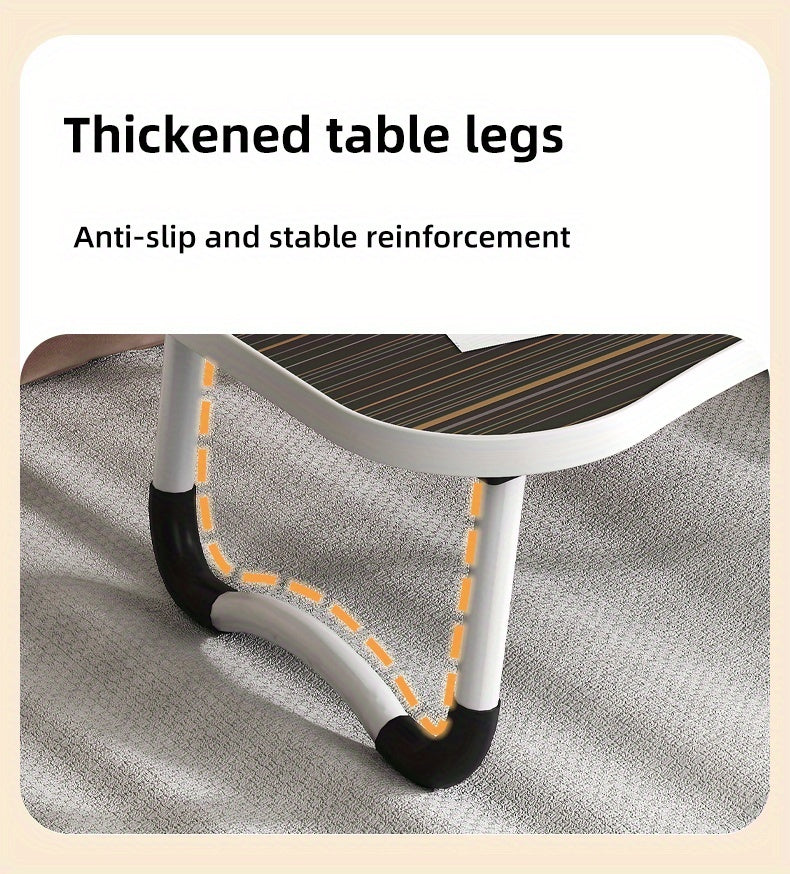 Foldable Laptop Desk Portable Bed Desk with Cup Holder and Tablet Slot Fiberboard Lap Desk for Work Study Drawing and Dining in Bed Sofa Floor Available in Black and Walnut
