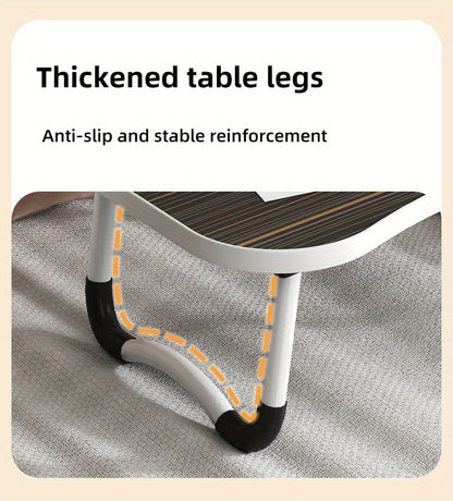 Foldable Laptop Desk Portable Bed Desk with Cup Holder and Tablet Slot Fiberboard Lap Desk for Work Study Drawing and Dining in Bed Sofa Floor Available in Black and Walnut
