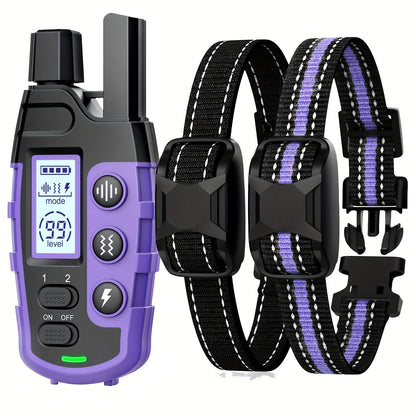 Dog Training Collar with Remote – 4150ft Range, Shock Vibration & Beep Modes, Rechargeable E-Collar for Small to Large Dogs 5-150lbs, 1 Dog & 2 Dog Options, Purple