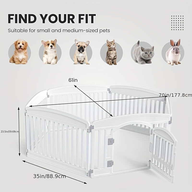 4 & 6 Panel Dog Pen Expandable Non-Slip Bottom Portable Indoor Outdoor Puppy Playpen with Safety Locking Door for Medium Dogs – Black & White