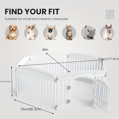 4 & 6 Panel Dog Pen Expandable Non-Slip Bottom Portable Indoor Outdoor Puppy Playpen with Safety Locking Door for Medium Dogs – Black & White