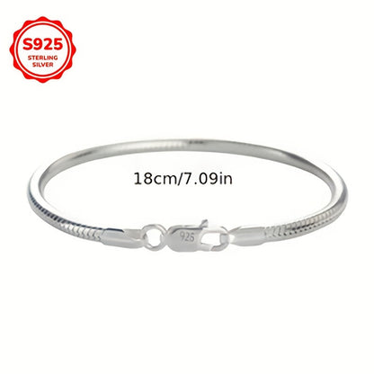 925 Sterling Silver Snake Chain Bracelet for Men & Women – Platinum Plated Minimalist Boho Style, 5 Sizes (6.69–8.27 Inch), Tarnish-Resistant Everyday Jewelry, Valentine's Day Gift