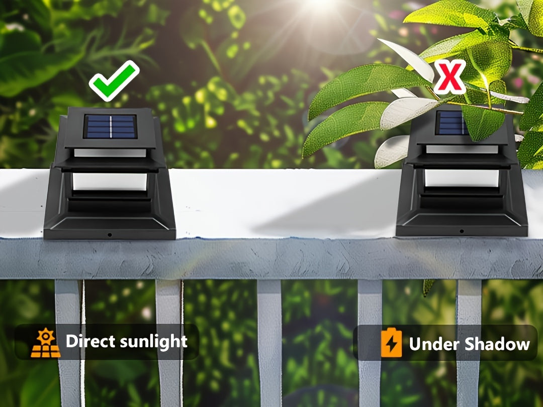 Solar Post Cap Lights 6 Pack Outdoor – Bright LED Solar Powered Fence Post Lights, Waterproof Auto On/Off, for Deck, Porch, Patio, Garden, Stair & Yard Decoration
