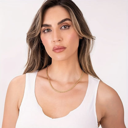 18K Gold Plated Twisted Rope Chain Necklace in 925 Sterling Silver – Hip-Hop & Elegant Unisex Chain, 20"/22"/24", Christmas & Mother's Day Gift Box