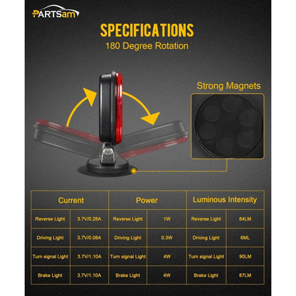Wireless Magnetic Trailer Light Kit 26 LED Towing Tail Lights with 7-Pin Plug – Stop Turn Brake Backup Reverse IPX5 Waterproof 100FT Range for Trucks & Trailers 12-24V