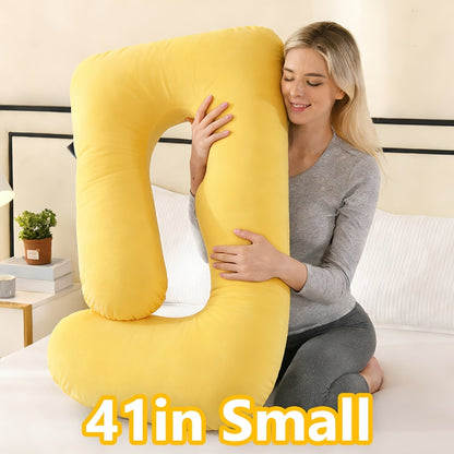 J-Shaped Maternity Pillow Full Body Pregnancy Pillow with Pillowcase – Back, Leg & Tummy Support for Comfortable Sleep, 41" & 60" Sizes, Multiple Colors & Fabrics, Great Baby Shower Gift
