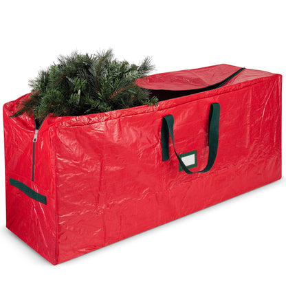Christmas Tree Storage Bag for 7.5ft Trees – Heavy Duty Extra Large Xmas Holiday Tree Bag with Dual Zippers, Reinforced Handles & Wide Opening for Easy Storage, Red