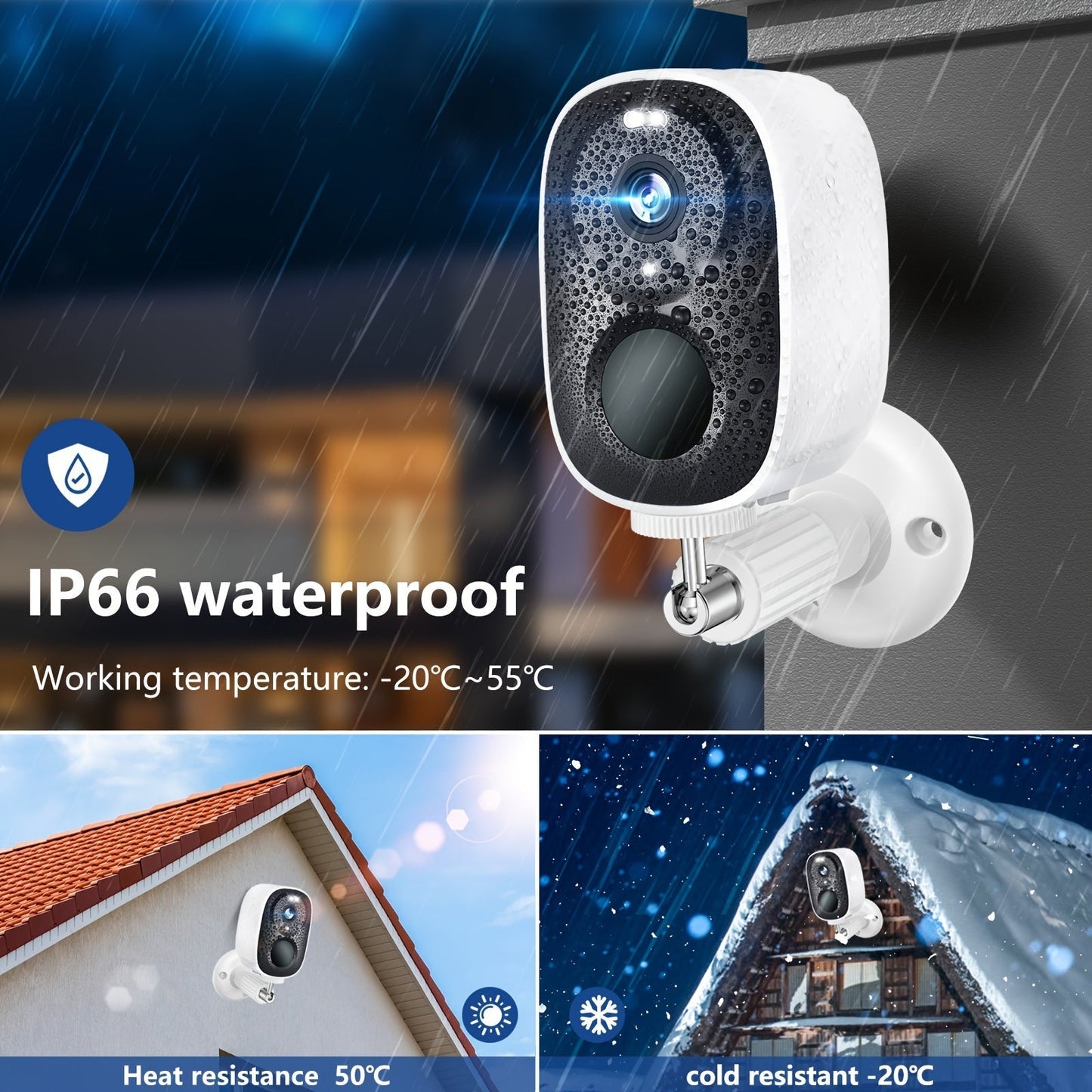 Solar Powered Outdoor Security Camera 2K 3MP – Wireless WiFi CCTV with AI Motion Detection, Color Night Vision, Spotlight, 2-Way Audio, IP66 Waterproof, No Monthly Fee, Cloud & SD Storage, Battery Powered