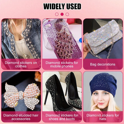 Hotfix Rhinestone Applicator Kit Complete Bedazzling Set with Wand 7 Tips Multi-Color Crystal Stones Tweezers Wax Pens & Storage Bag - DIY Bling Tool for Clothing Fabric Leather Crafts