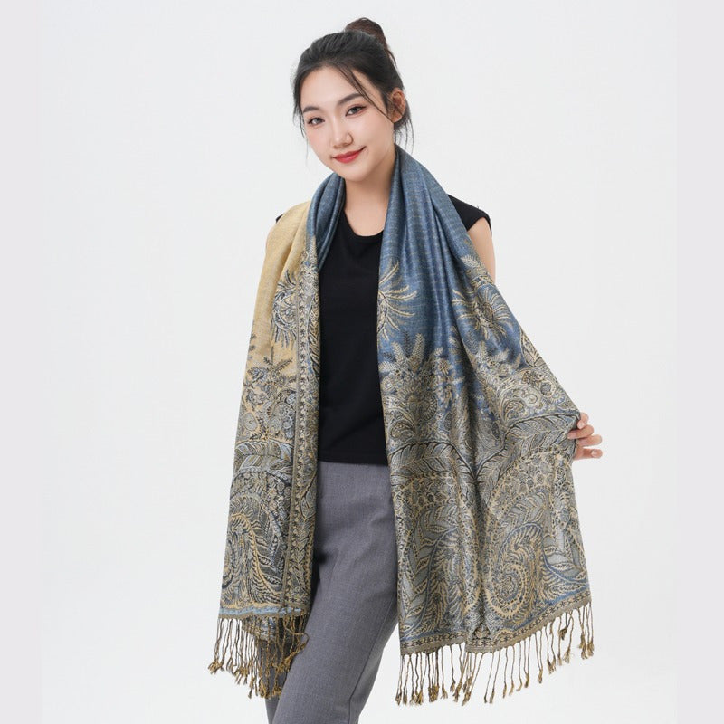 Phoenix Tail Paisley Pashmina Scarf – Thick Warm Wrap Shawl for Women, Luxurious Soft Fabric in 17 Vibrant Colors, Versatile for Formal Events, Everyday Wear & Gifting