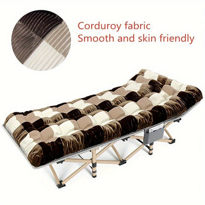 Camping Cot with Double-Sided Plaid Mattress 74 Inch Heavy Duty Portable Folding Bed with Carry Bag – Outdoor Sleeping Cot for Adults Camping Hiking Sports Field Lounger (74×30 in)