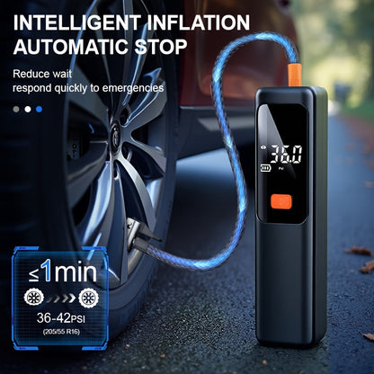 Wireless Portable Tire Inflator Air Compressor with Digital LED Display Automatic Tire Pressure Detection USB-C Rechargeable for Car Bicycle Motorcycle Tires Basketball Inflating