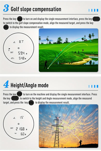 Golf Laser Rangefinder 1200 Yards – 6.5x Magnification Slope Compensation HD Flag Lock Anti-Vibration USB Rechargeable, High Precision Quick Positioning Golf Distance Meter, White Sleek Design